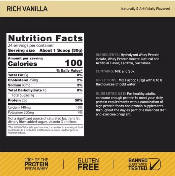 OPTIMUM NUTRITION GOLD STANDARD 100% ISOLATE 24 serv.