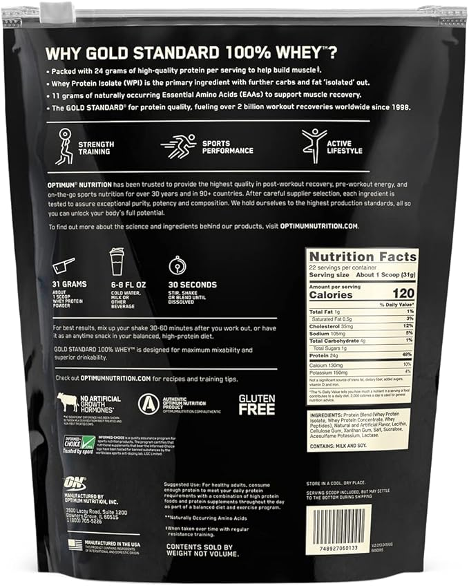 OPTIMUM NUTRITION GOLD STANDARD 100% WHEY 22 serv.