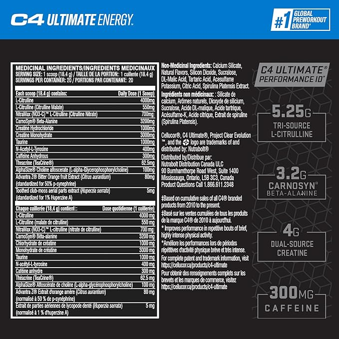 CELLUCOR C4 ULTIMATE PRE WORKOUT 20 serv.