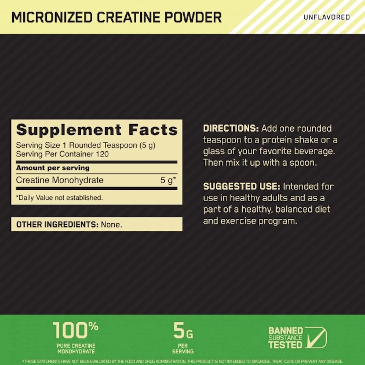 OPTIMUM NUTRITION MICRONIZED CREATINE POWDER 600 gm.