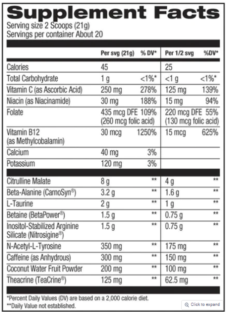 DYMATIZE PRE-WORKOUT PREWO 20 serv. **BEST BY 08/2023**