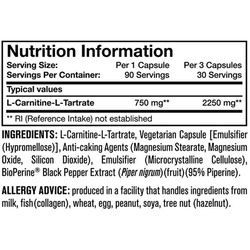 MUTANT CARNITINE 750 mg. 90 VEGE CAPSULES