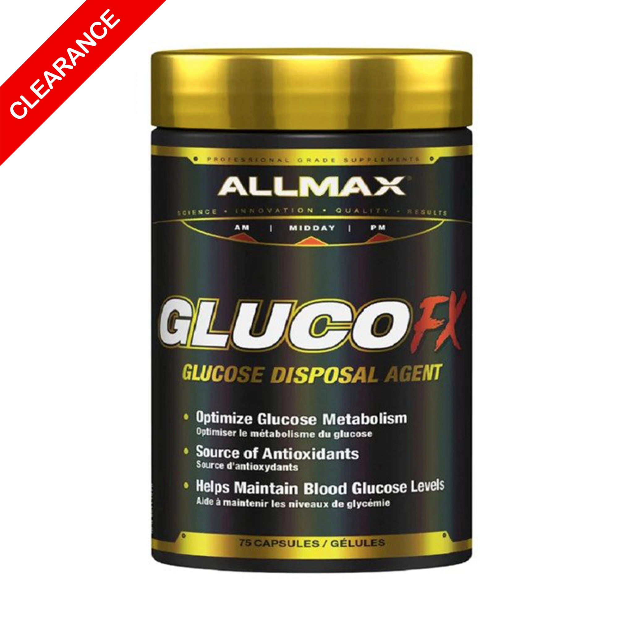 ALLMAX GLUCO FX 75 caps. **BEST BY 02/2024**