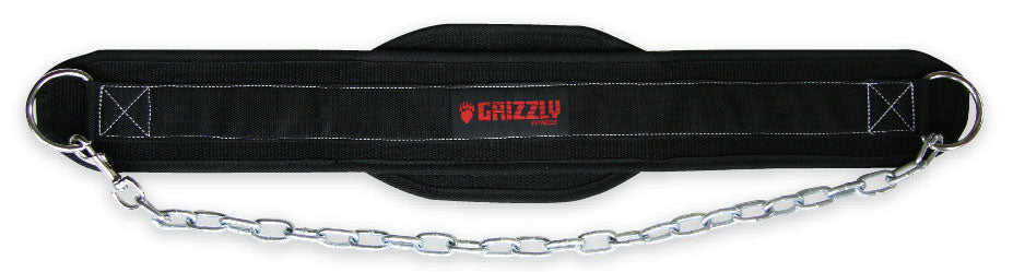 GRIZZLY Fitness Woven Nylon Pro Dip and Pull Up Belt with 36" Chain *no return/vente finale