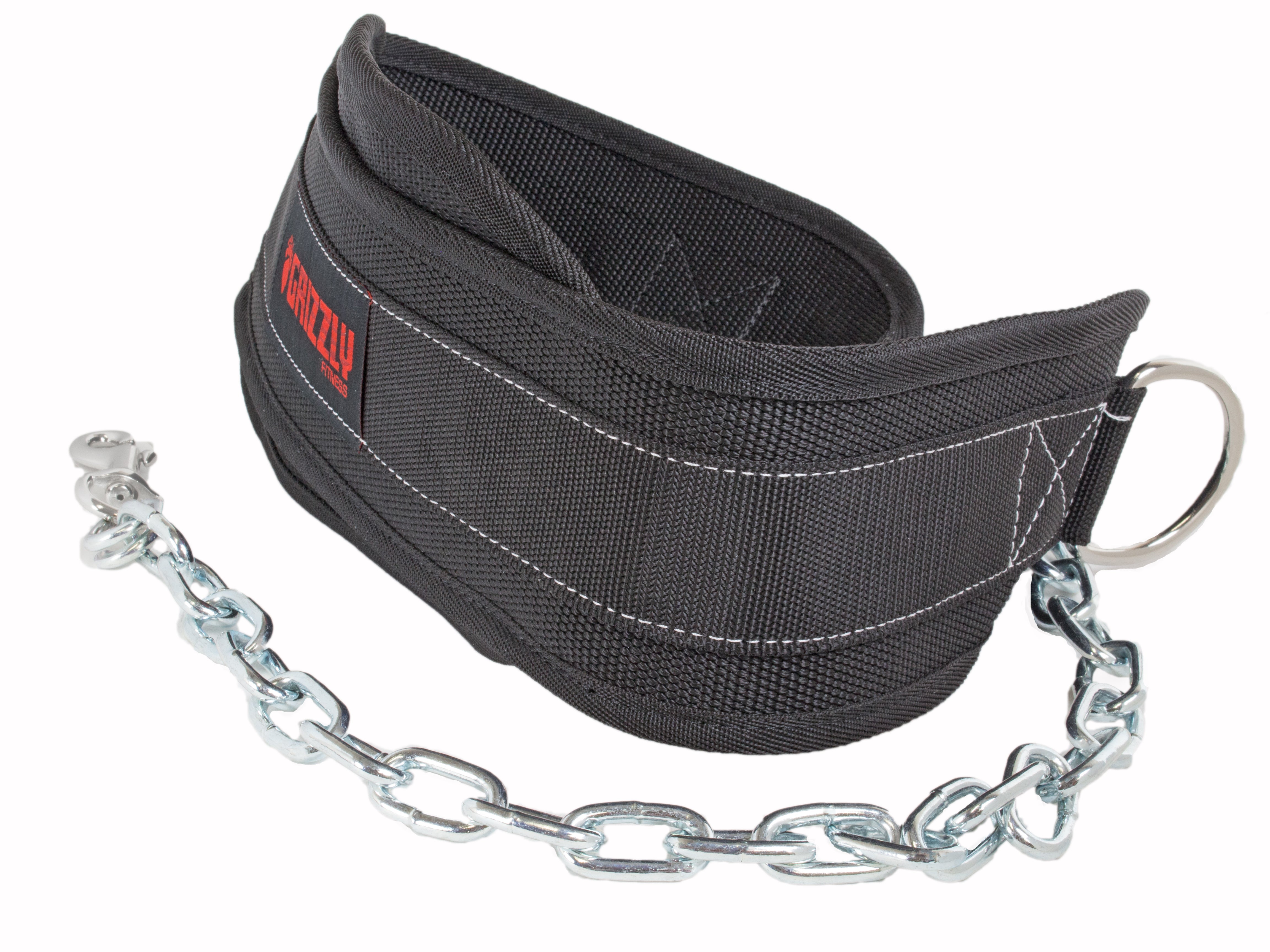 GRIZZLY Fitness Woven Nylon Pro Dip and Pull Up Belt with 36" Chain *no return/vente finale