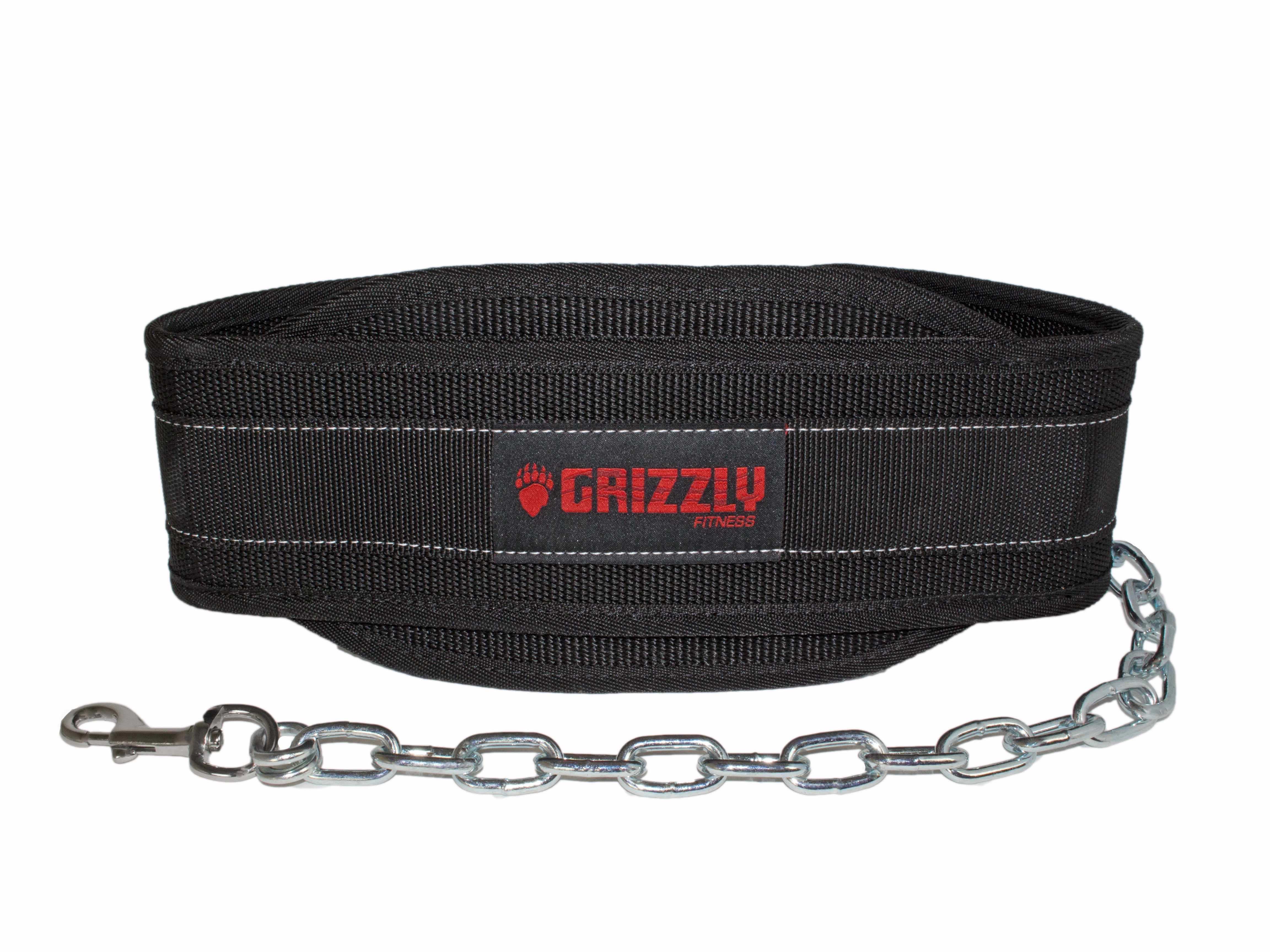 GRIZZLY Fitness Woven Nylon Pro Dip and Pull Up Belt with 36" Chain *no return/vente finale