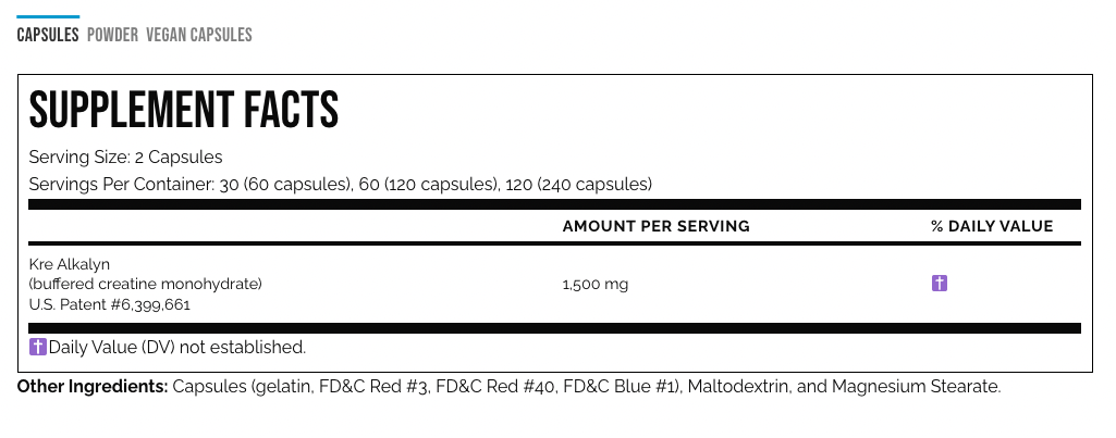 EFX KREALKALYN 750 mg. 120 caps